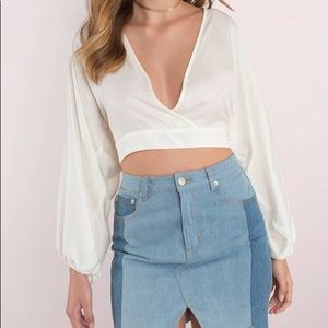 Tobi Crop Satin Blouse